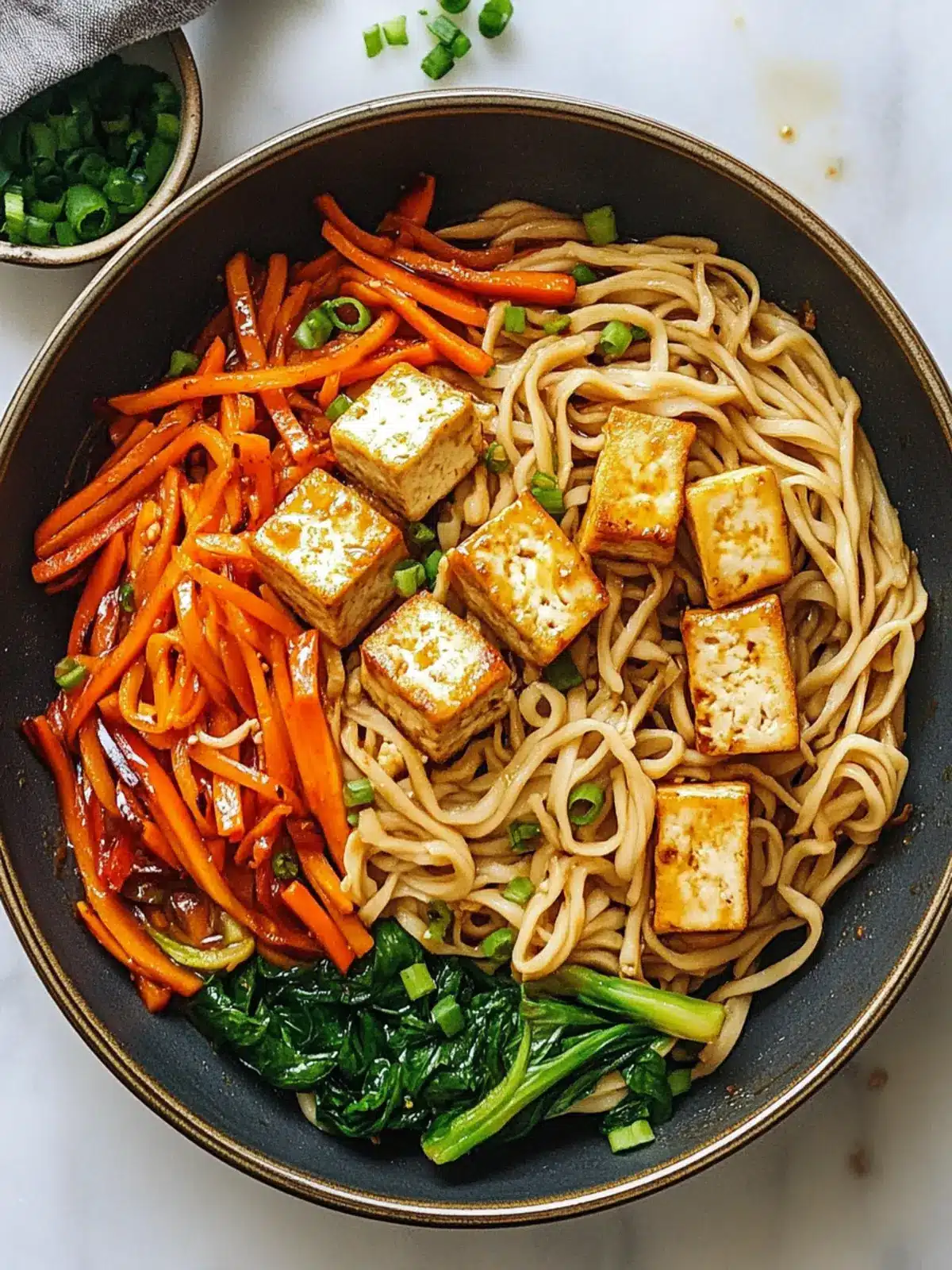 Savory Vegetable Lo Mein with Crispy Tofu Delight 5 Vegetable Lo Mein Crispy Tofu