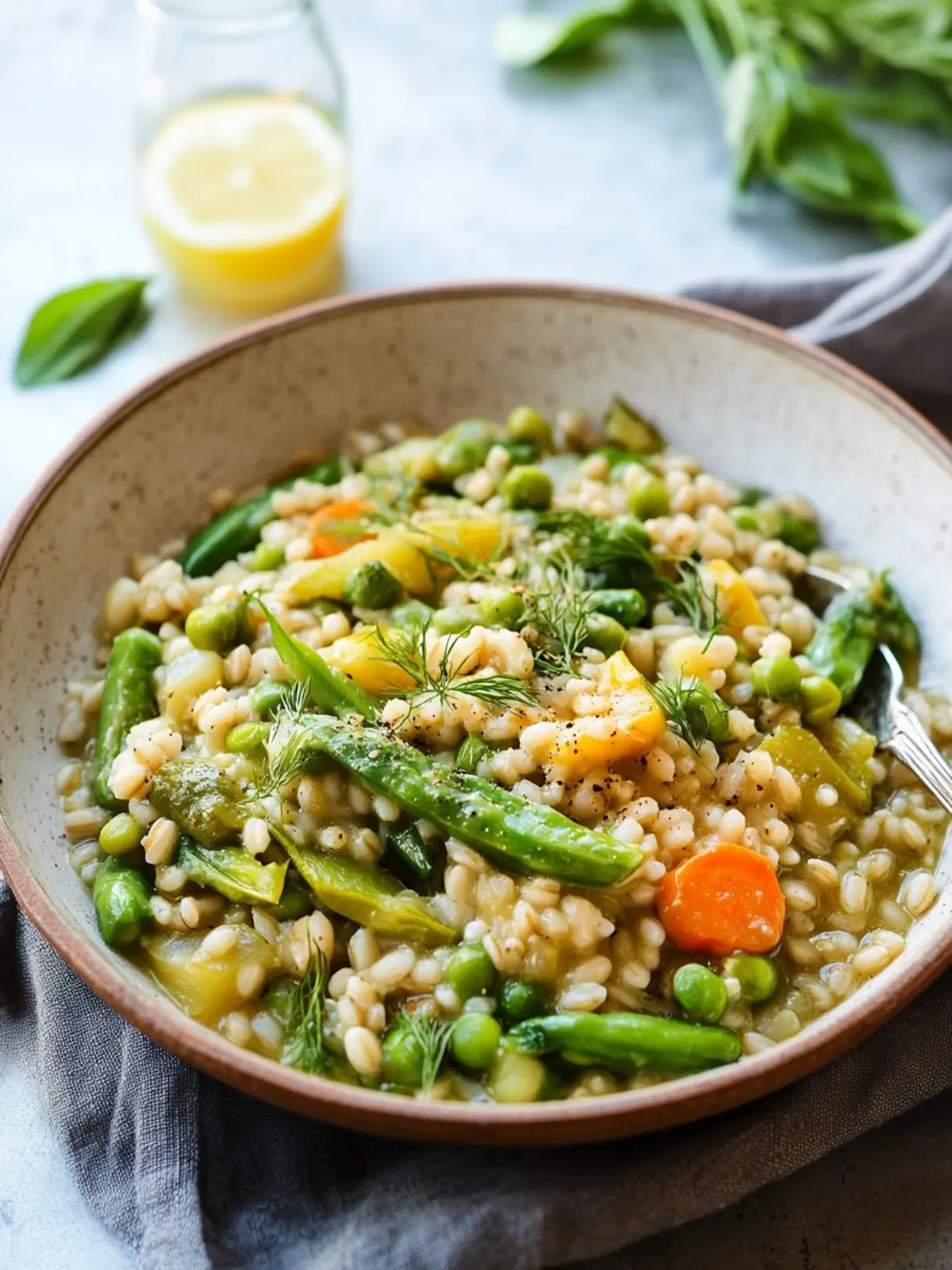 Creamy Pearl Barley Risotto with Fresh Spring Vegetables 5 Pearl Barley Risotto with Spring Vegetables