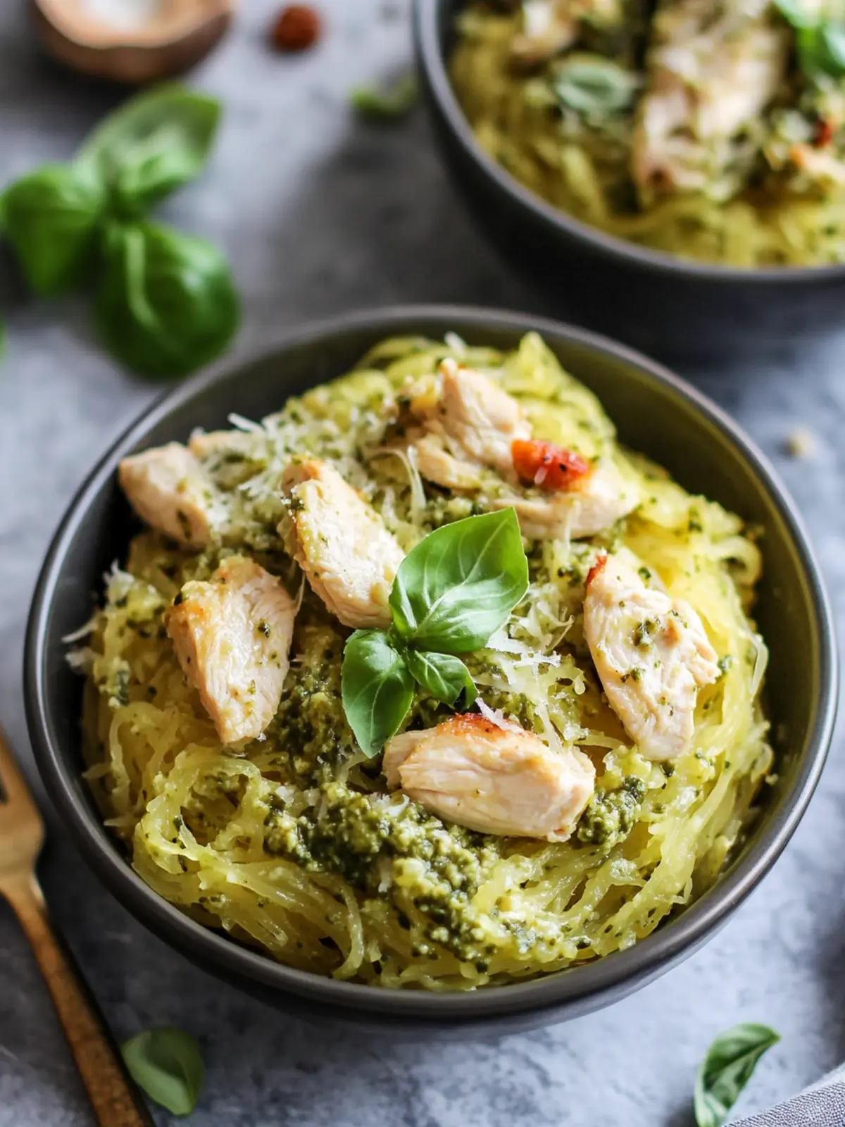 Chicken Pesto Spaghetti Squash: A Flavorful Twist on Dinner 3 Chicken Pesto Spaghetti Squash