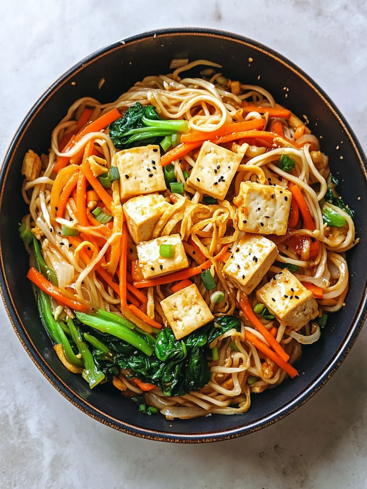 Savory Vegetable Lo Mein with Crispy Tofu Delight 2 Vegetable Lo Mein Crispy Tofu