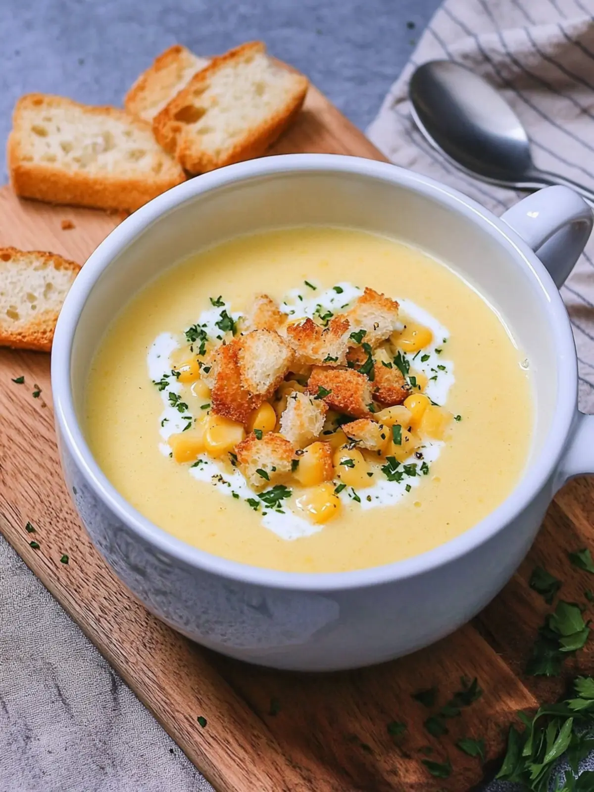 Delicious Corn Potage with Homemade Croutons to Savor 2 Corn Potage with Homemade Croutons