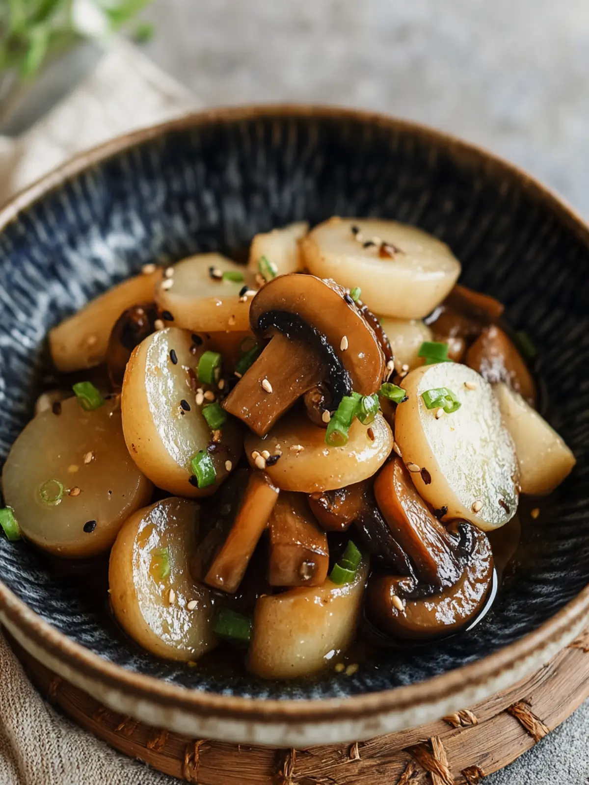 Savory Braised Daikon with Shiitake Mushrooms Bliss 5 Braised Daikon with Shiitake Mushrooms