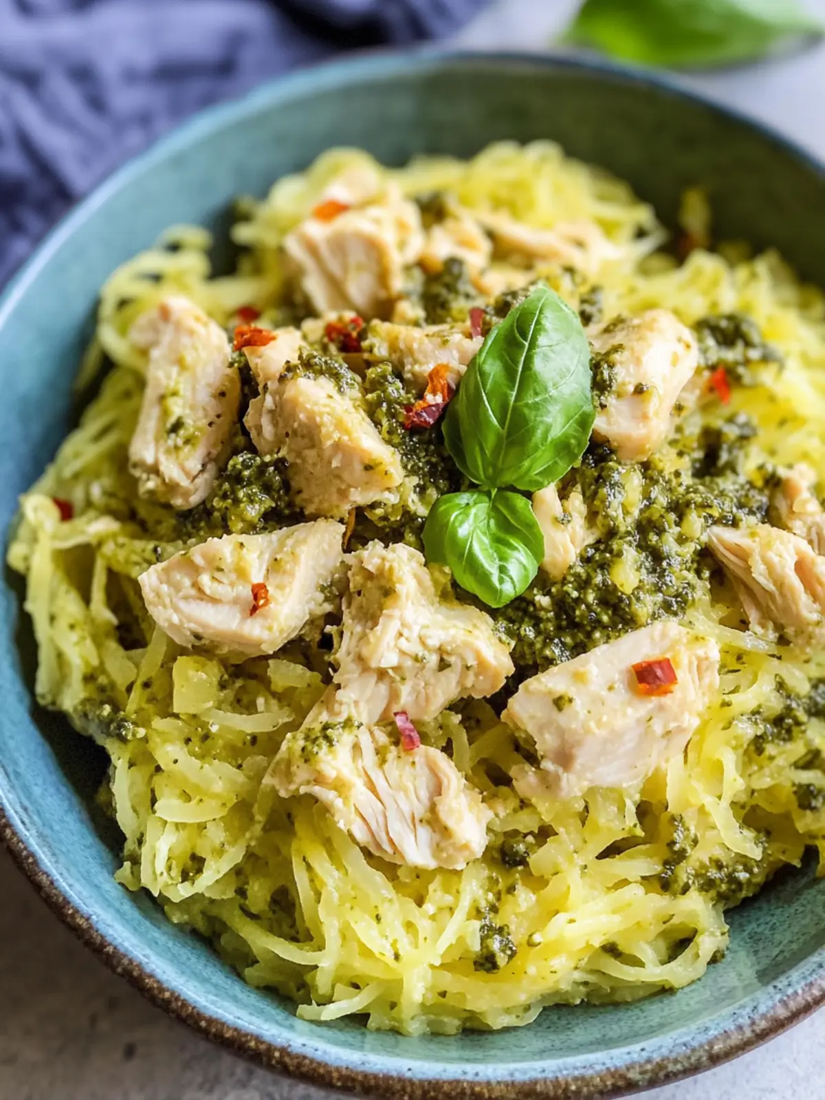 Chicken Pesto Spaghetti Squash: A Flavorful Twist on Dinner 2 Chicken Pesto Spaghetti Squash