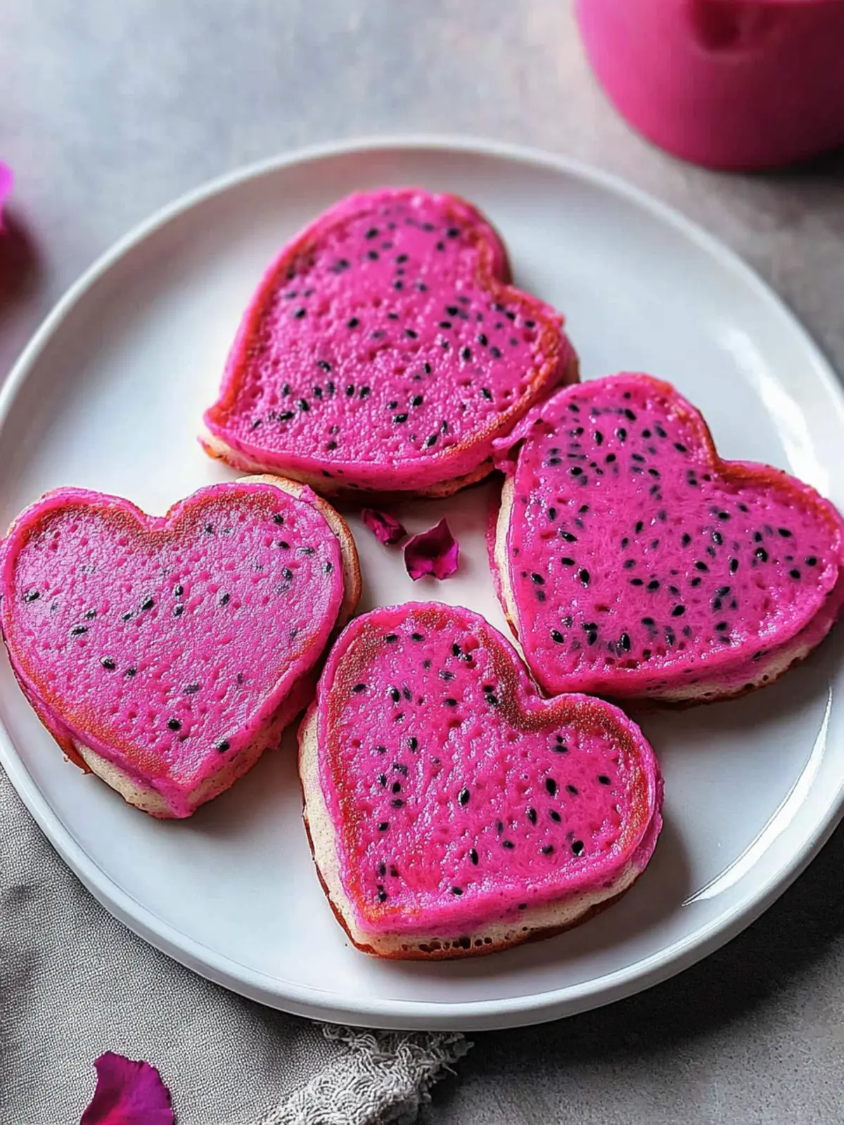 Heart Shaped Dragon Fruit Pancakes for a Sweet Surprise 2 Heart Shaped Dragon Fruit Pancakes