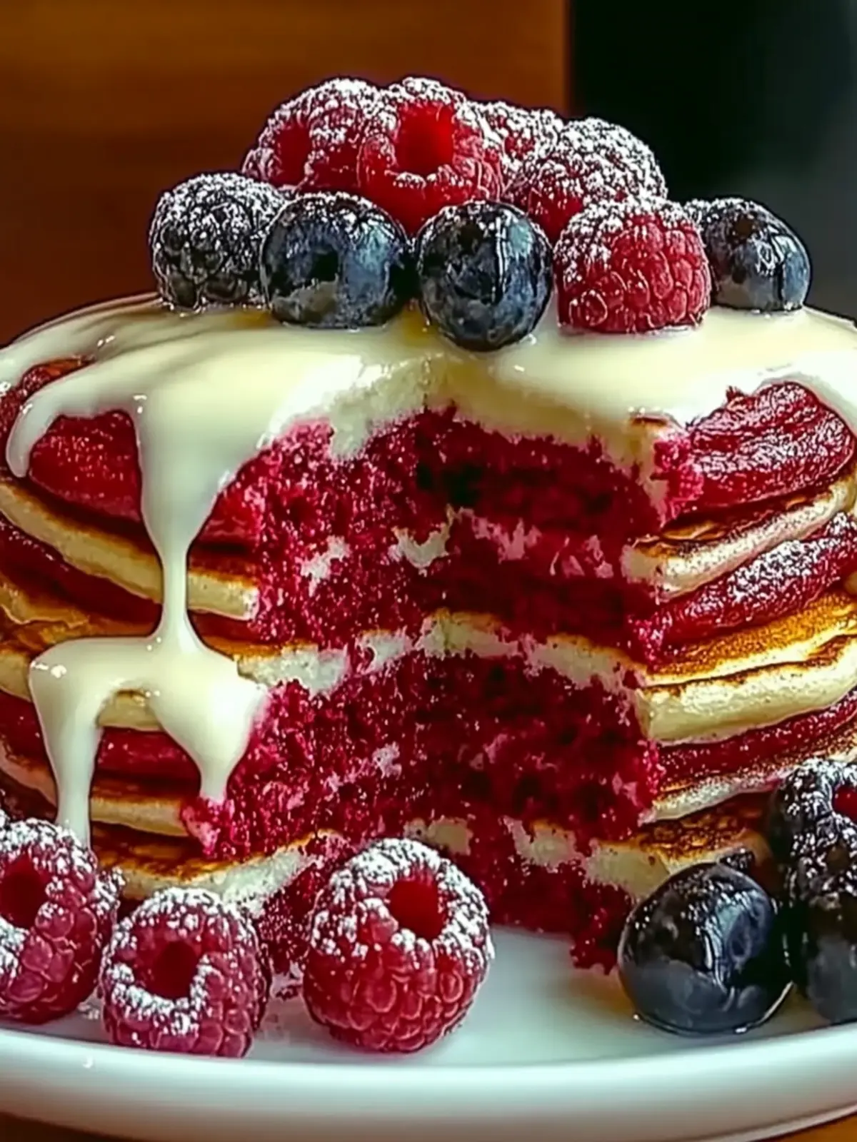 Irresistible Red Velvet Pancakes with Cream Cheese Glaze 5 Red Velvet Pancakes