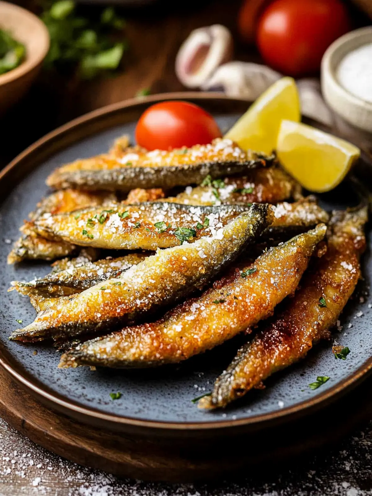 Crispy Fried Sardines with Zesty Lemon & Herb Twist 2 Fried Sardines