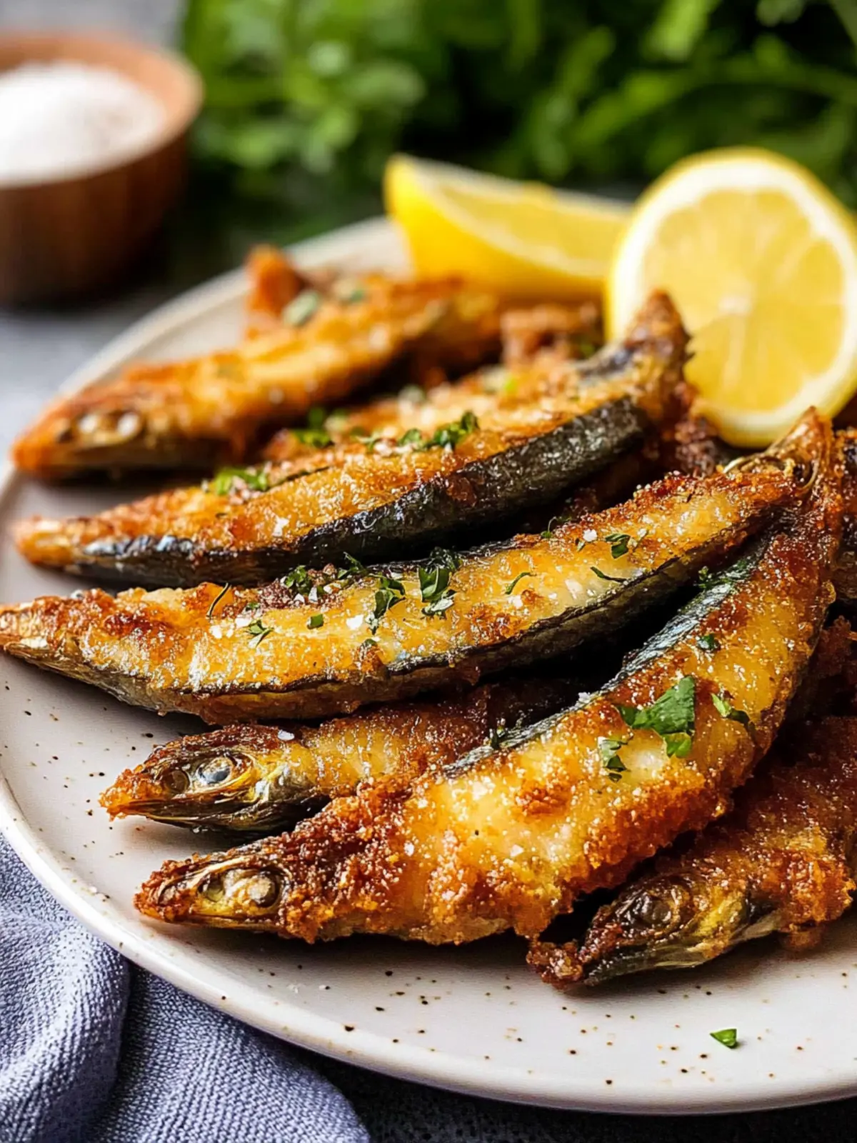 Crispy Fried Sardines with Zesty Lemon & Herb Twist 3 Fried Sardines
