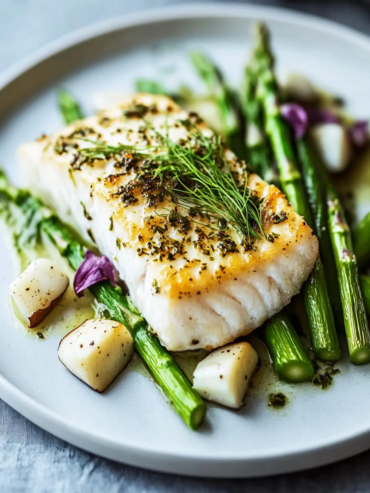 Savory Fennel Crusted Halibut with Asparagus Delight 3 Fennel Crusted Halibut with Asparagus