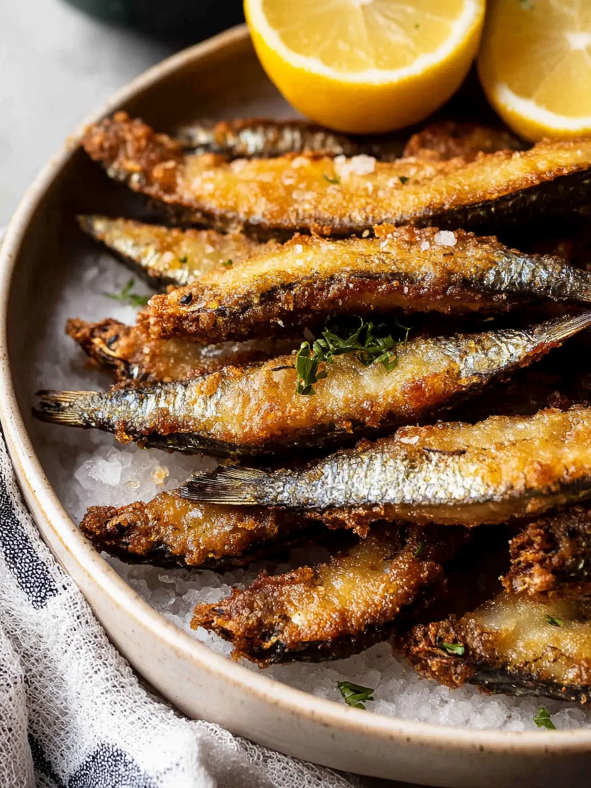 Crispy Fried Sardines with Zesty Lemon & Herb Twist 5 Fried Sardines