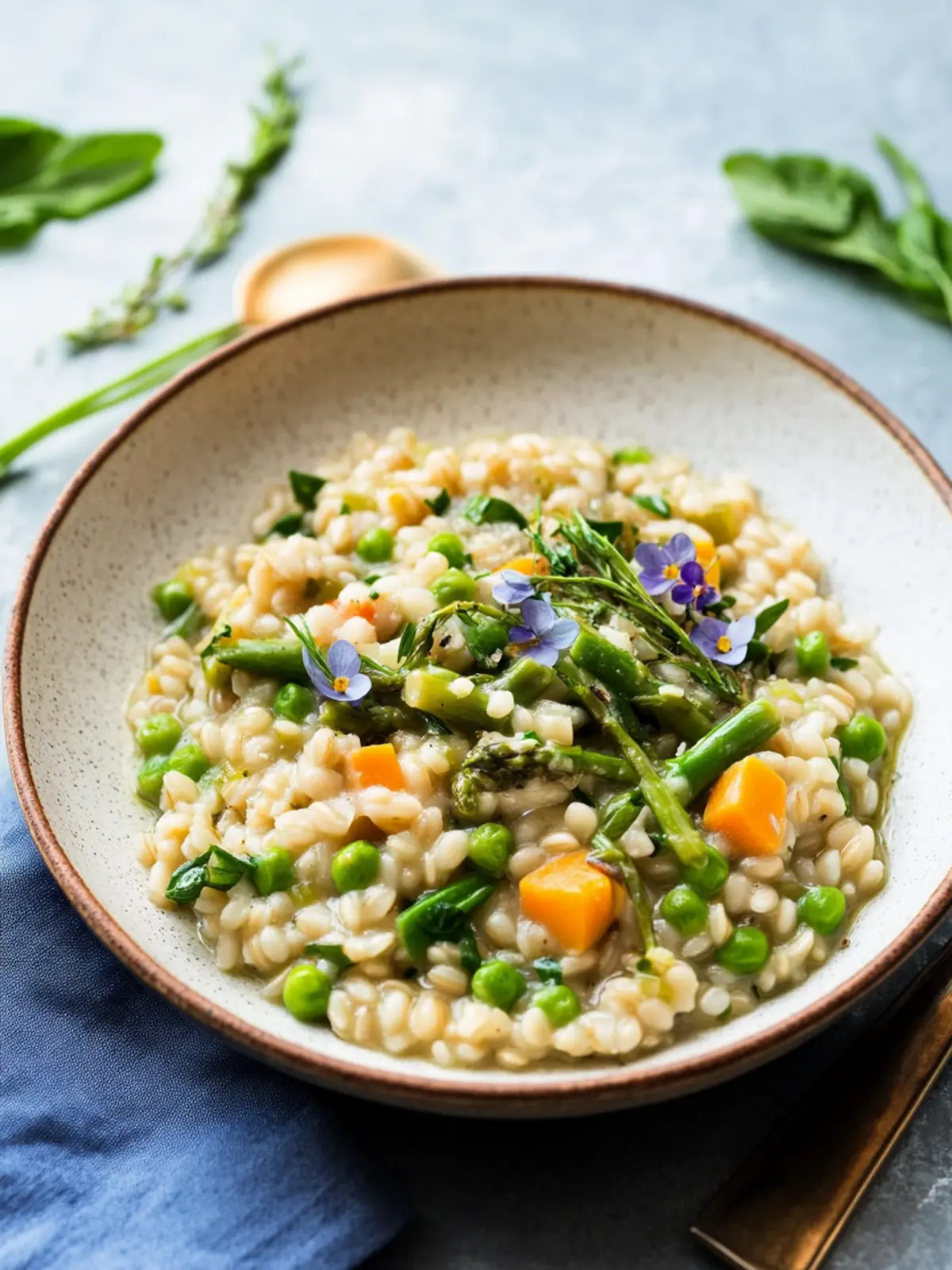 Creamy Pearl Barley Risotto with Fresh Spring Vegetables 2 Pearl Barley Risotto with Spring Vegetables