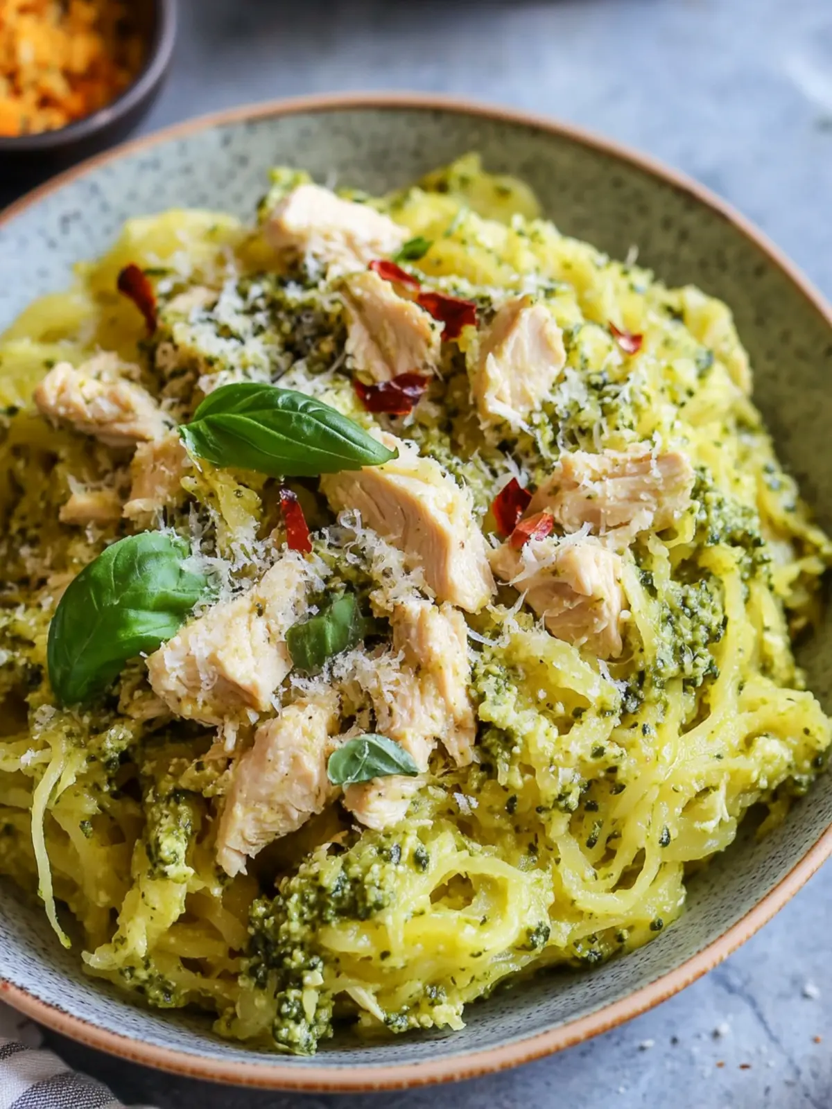 Chicken Pesto Spaghetti Squash: A Flavorful Twist on Dinner 5 Chicken Pesto Spaghetti Squash