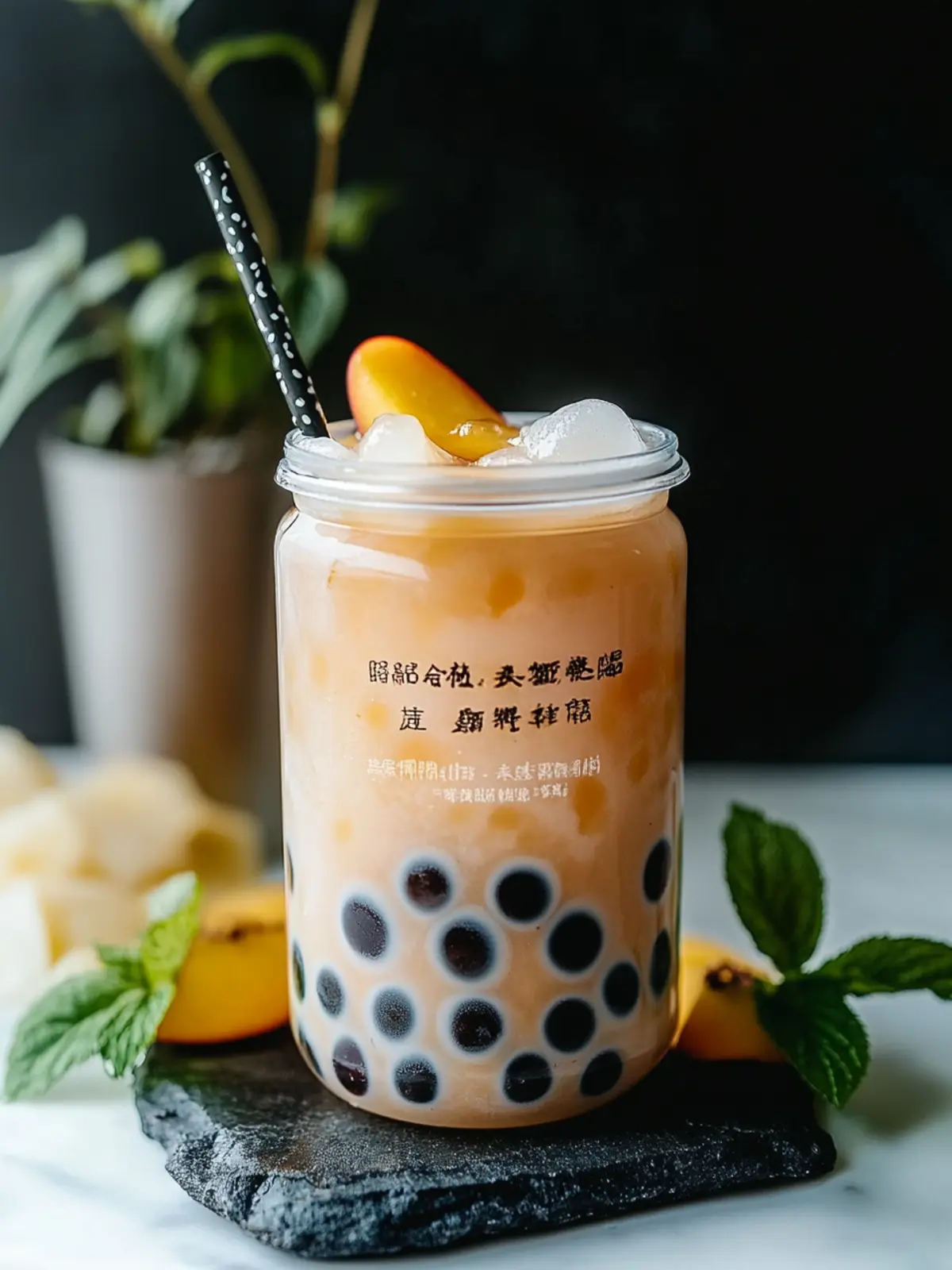 Peach Bubble Tea: Refreshing Bliss with Homemade Syrup 2 Peach Bubble Tea