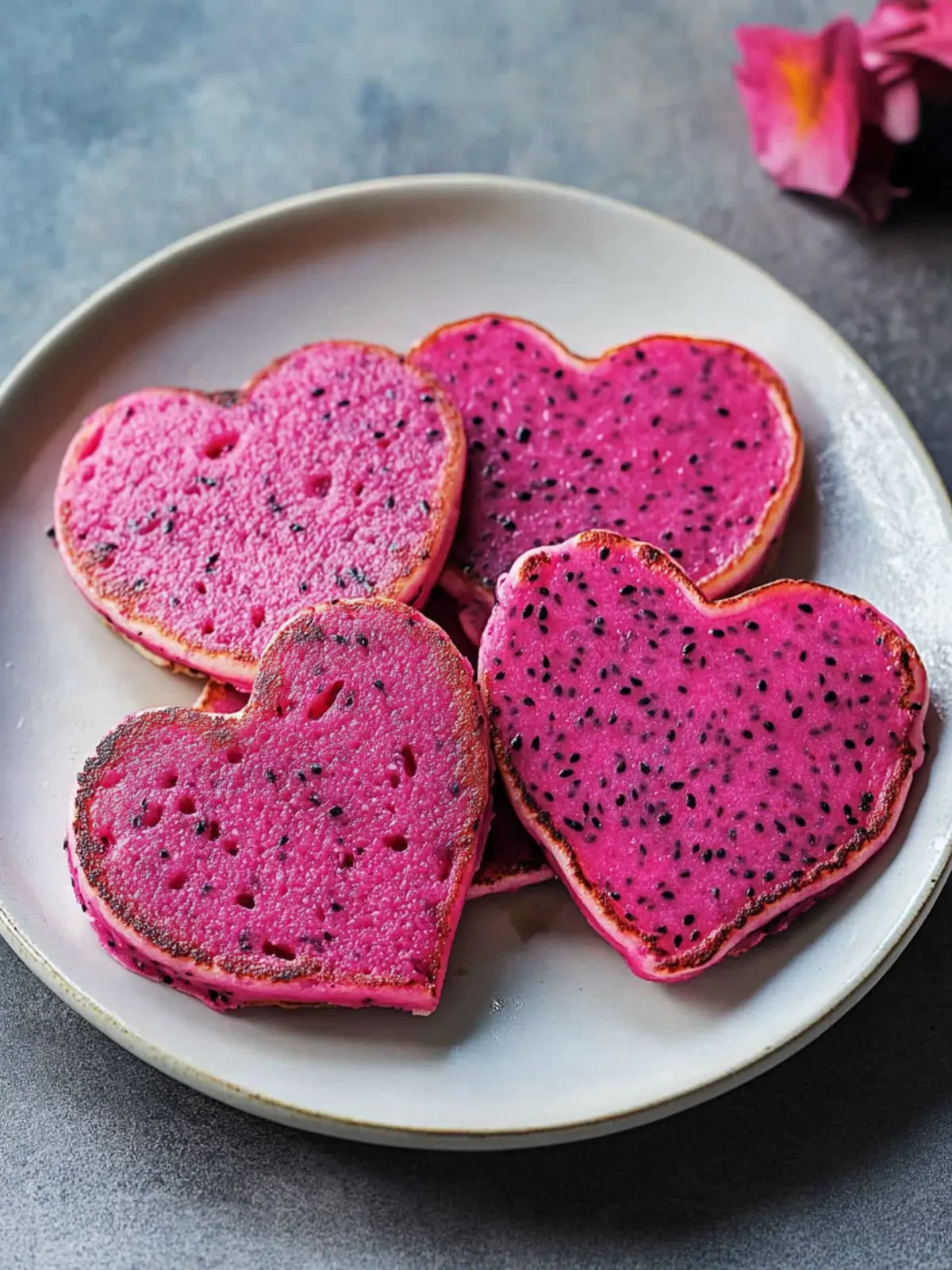 Heart Shaped Dragon Fruit Pancakes for a Sweet Surprise 3 Heart Shaped Dragon Fruit Pancakes