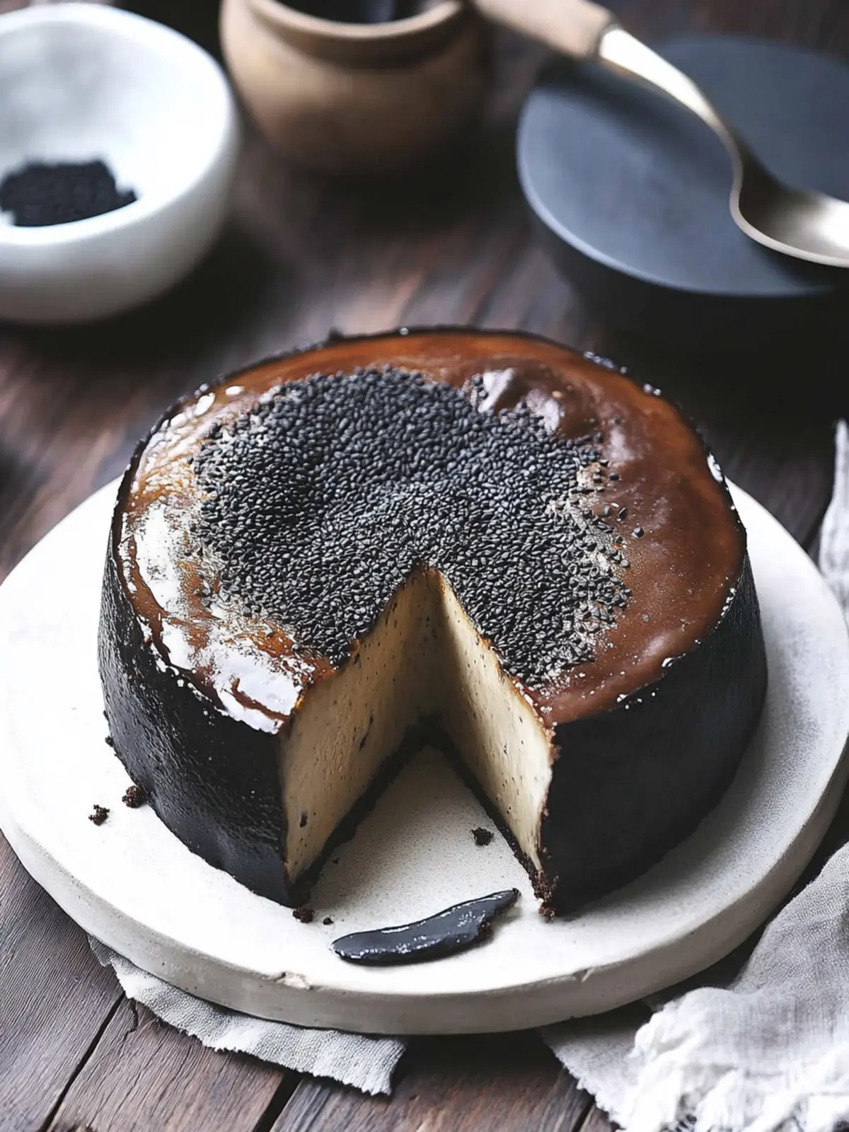 Decadent Black Sesame Basque Cheesecake You Must Try Today 3 Black Sesame Basque Cheesecake