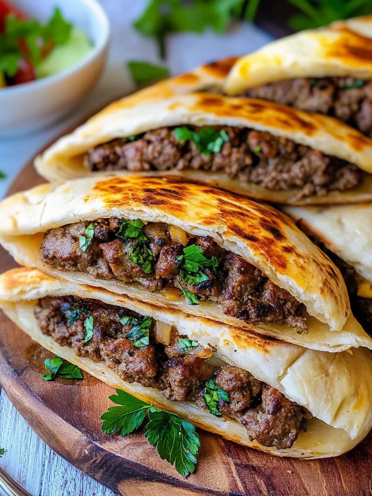 Savor Egyptian Meat Stuffed Pita for a Flavorful Meal! 4 Egyptian Meat Stuffed Pita