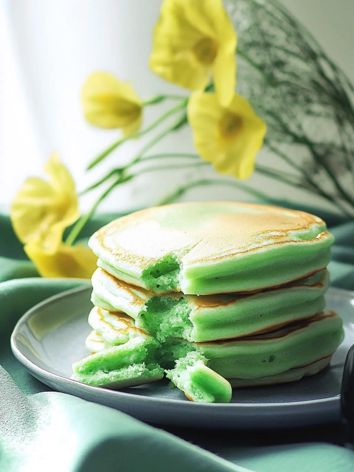 Fluffy Pandan Pancakes with Heavenly Coconut Custard Filling 2 Pandan Pancakes