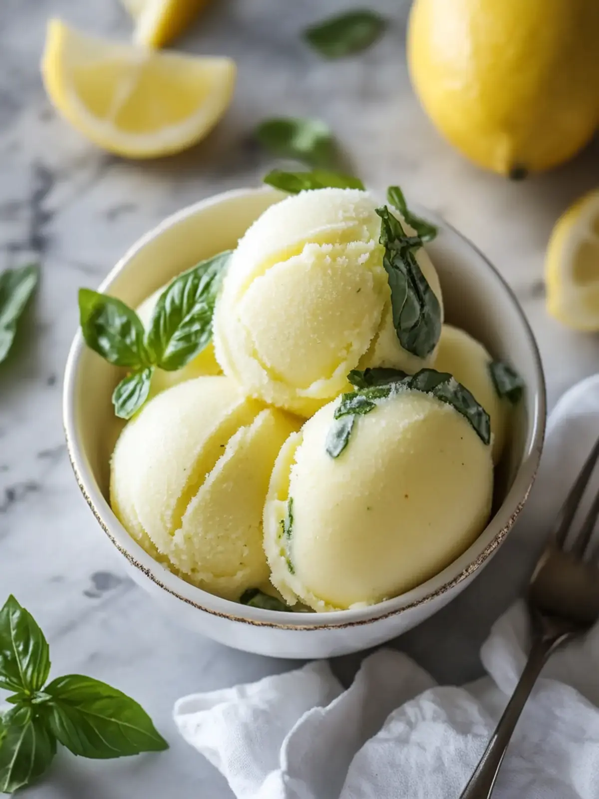 Refreshing Lemon Basil Sorbet - A Homemade Summer Delight 5 Lemon Basil Sorbet