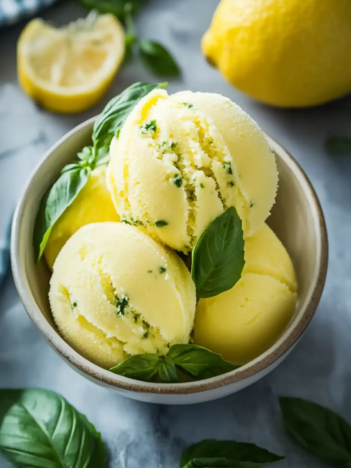 Refreshing Lemon Basil Sorbet - A Homemade Summer Delight 4 Lemon Basil Sorbet