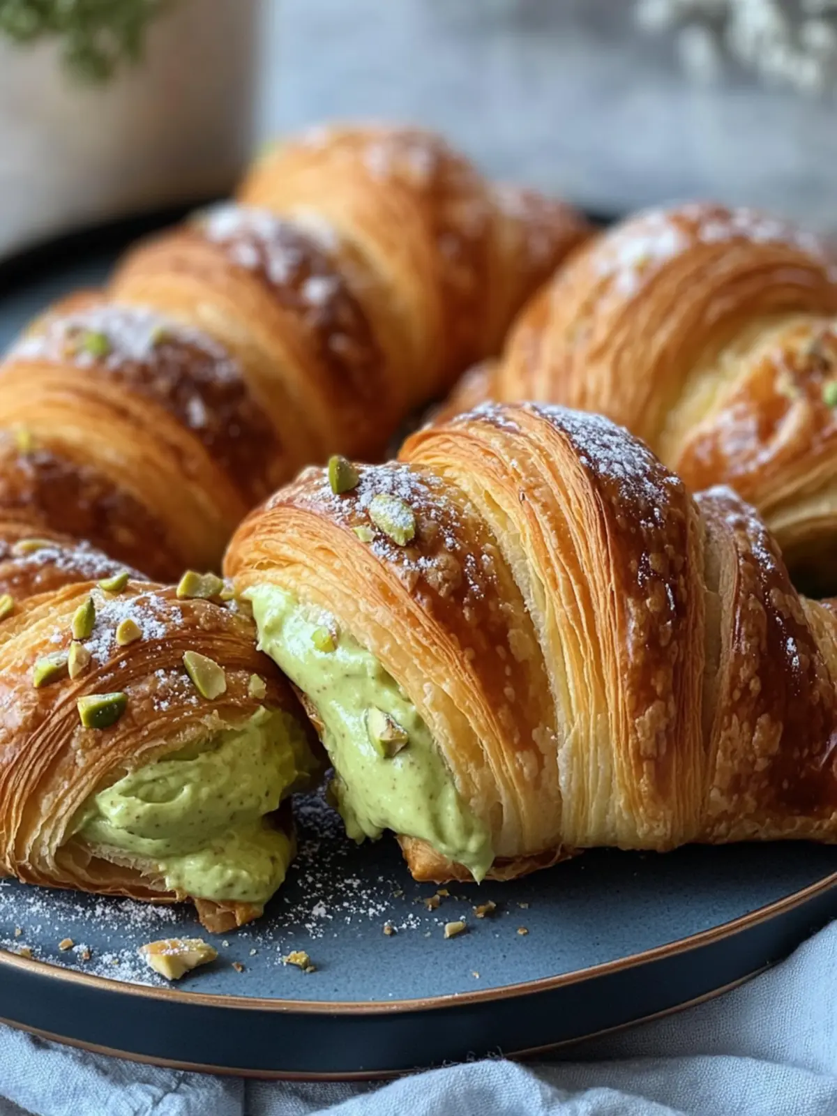 Indulge in Pistachio Cream Croissants for a Gourmet Treat 2 Pistachio Cream Croissants