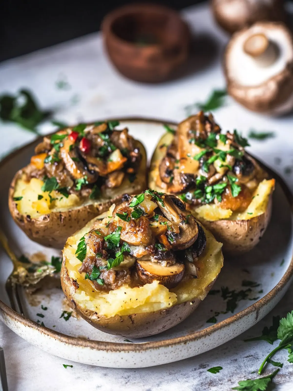Irresistibly Cheesy Stuffed Baked Potatoes with Mushrooms 4 Stuffed Baked Potatoes with Mushrooms