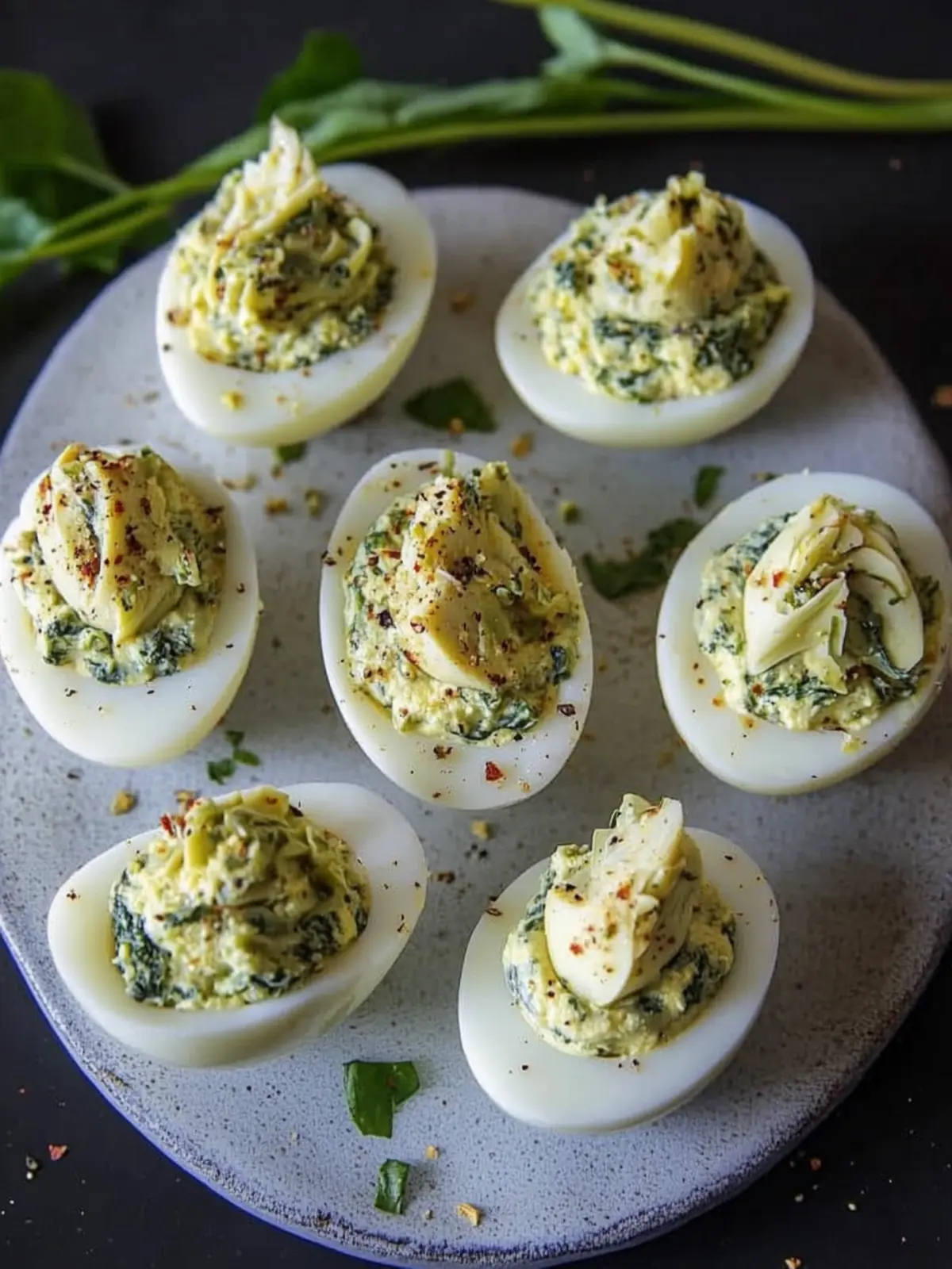 Delicious Spinach Artichoke Deviled Eggs for Keto Lovers 2 Spinach Artichoke Deviled Eggs
