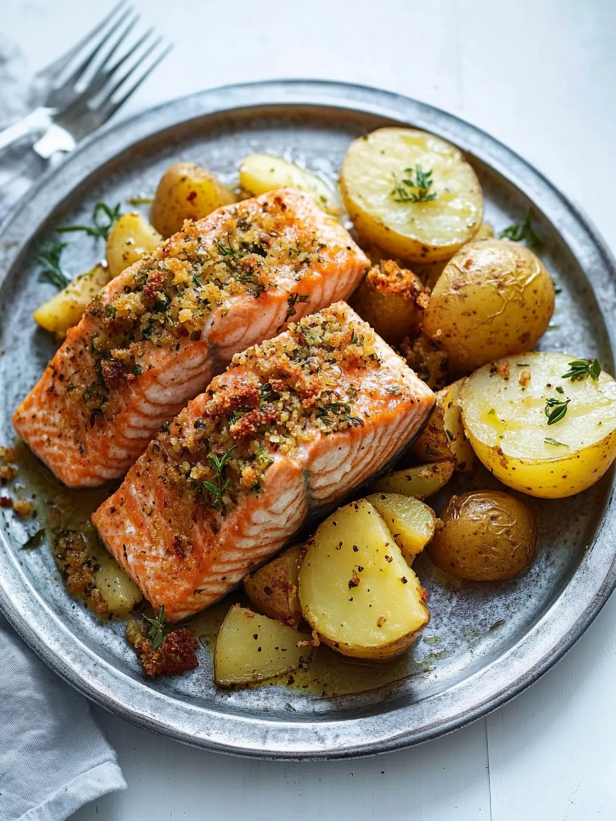 Crispy Herb-Crusted Salmon with Potatoes for Dinner Bliss 3 Herb-Crusted Salmon with Potatoes