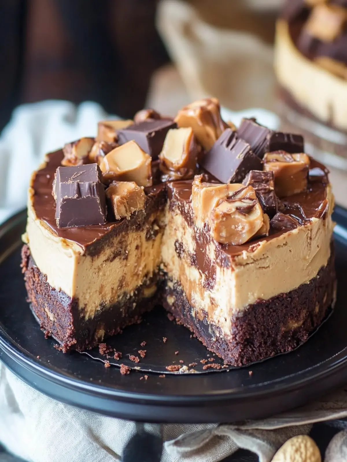 Peanut Butter Cup Brownie Cheesecake: Indulge in Sweet Bliss 3 Peanut Butter Cup Brownie Cheesecake
