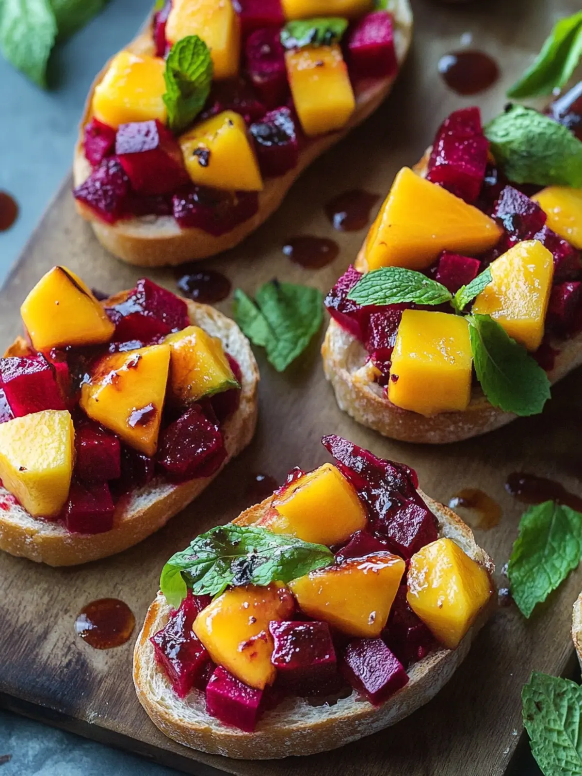 Mint Mango Beet Bruschetta: A Fresh Take on Appetizers 4 Mint Mango Beet Bruschetta