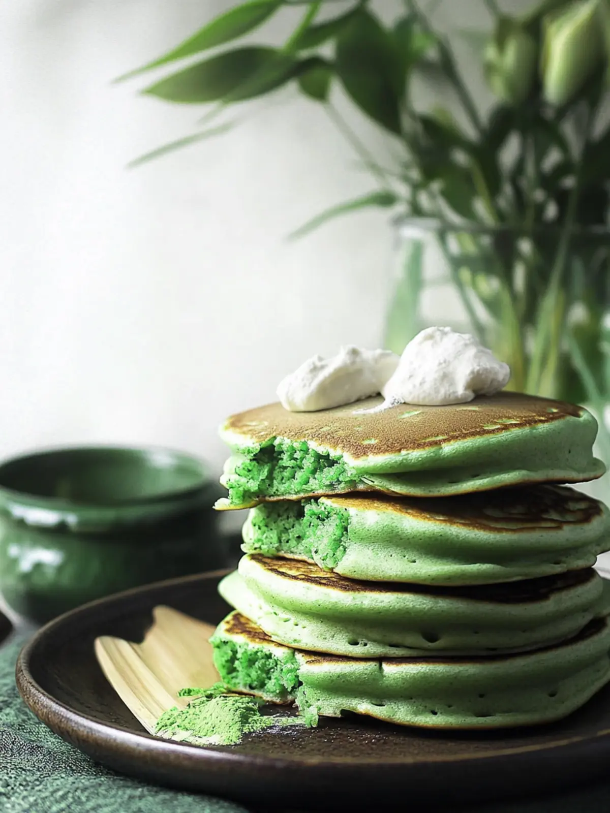 Fluffy Pandan Pancakes with Heavenly Coconut Custard Filling 5 Pandan Pancakes
