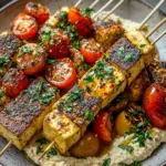 Delicious Za’atar Tofu Skewers with Hummus and Tomato Salad 10 Za’atar Tofu Skewers with Hummus and Tomato Salad