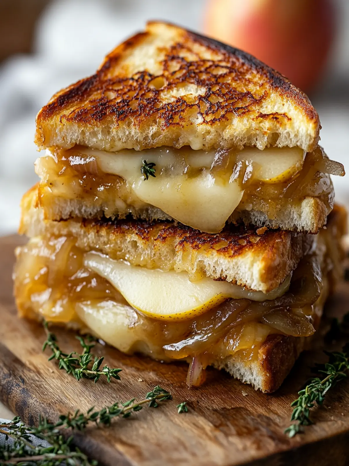 Melt-in-Your-Mouth Pear & Apple Grilled Cheese Delight 2 Pear & Apple Grilled Cheese With Caramelized Onions