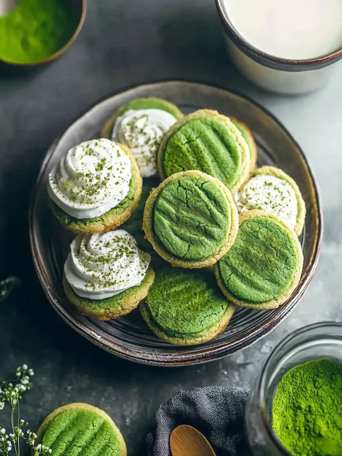 Matcha Latte Cookies: Chewy Delights with Mascarpone Frosting 2 Matcha Latte Cookies