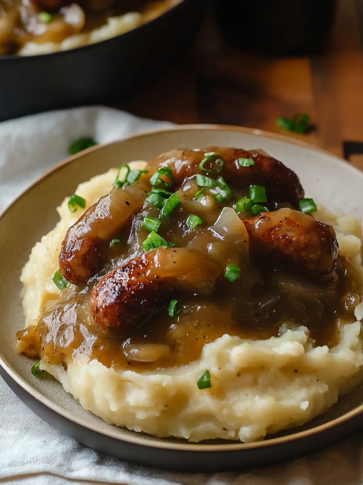 Delicious Irish Bangers and Mash with Guinness Onion Gravy Recipe 4 Irish Bangers and Mash with Guinness Onion Gravy