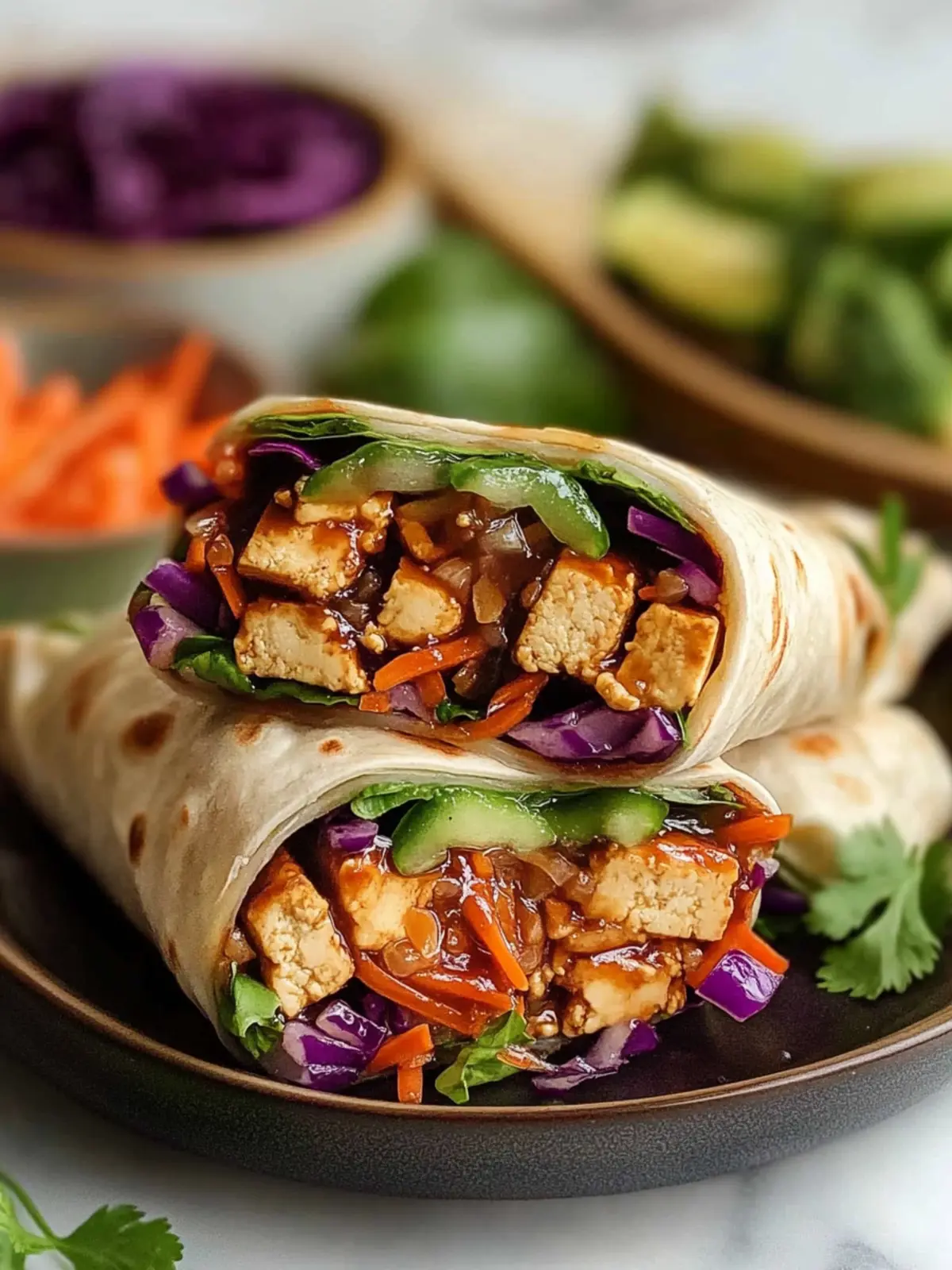 Maple Hoisin Shredded Tofu Wraps: Flavor-Packed Meal Prep! 2 Maple Hoisin Shredded Tofu Wraps