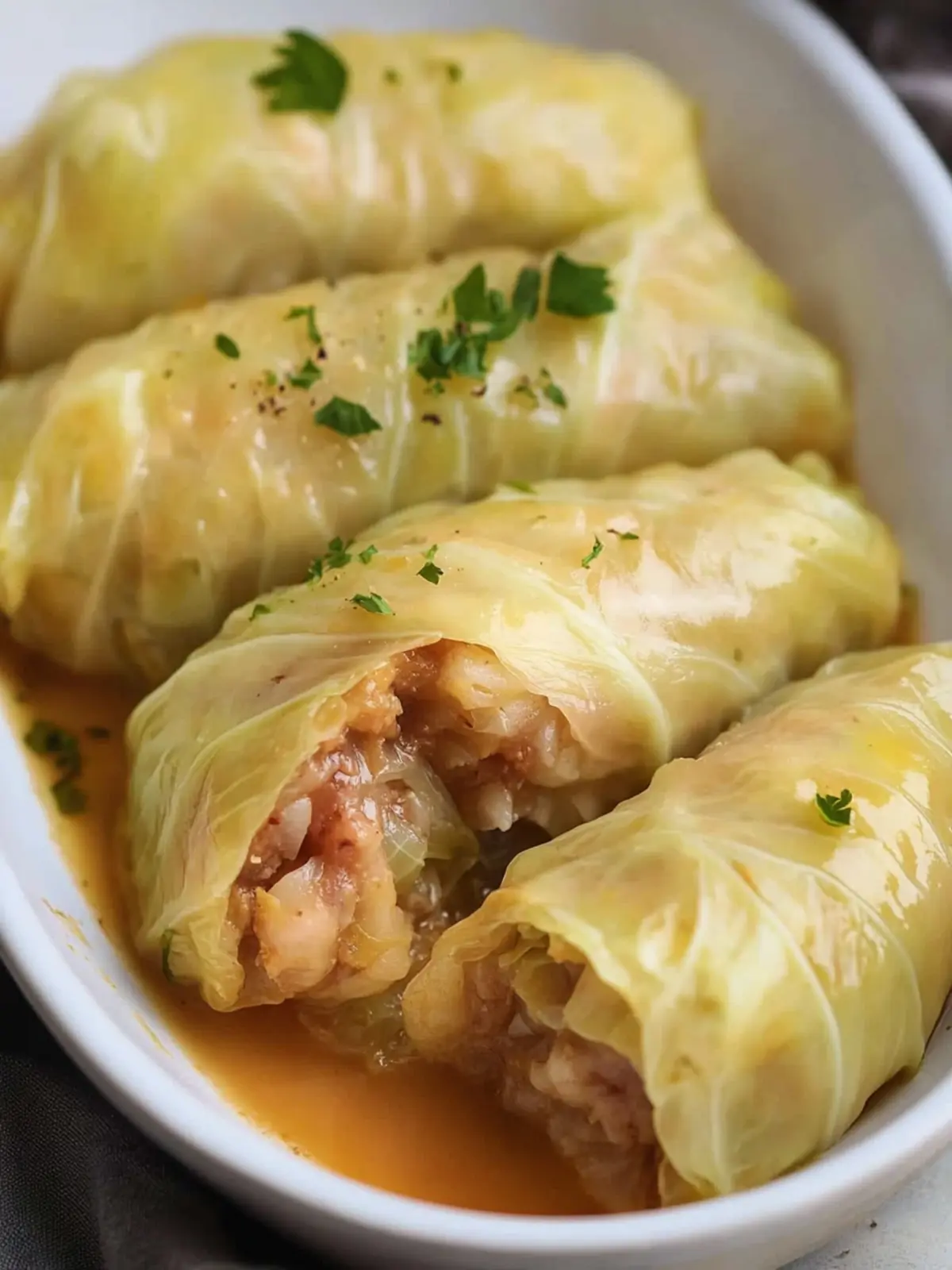Hearty Stuffed Cabbage Rolls with Zesty Egg-Lemon Sauce 3 Stuffed Cabbage Rolls