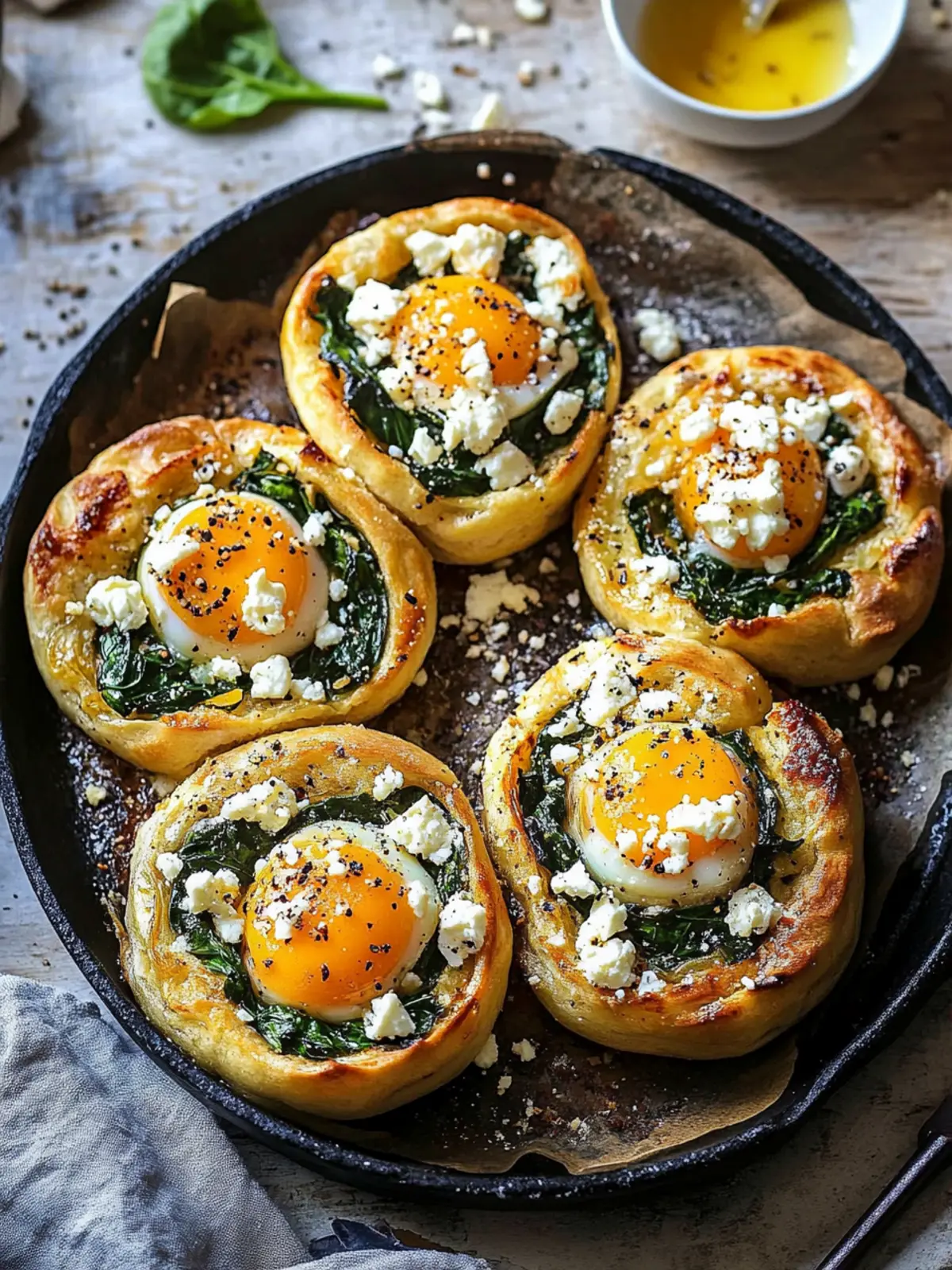 Savory Baked Egg Buns with Spinach and Feta for Brunch Bliss 5 Baked Egg Buns with Spinach and Feta
