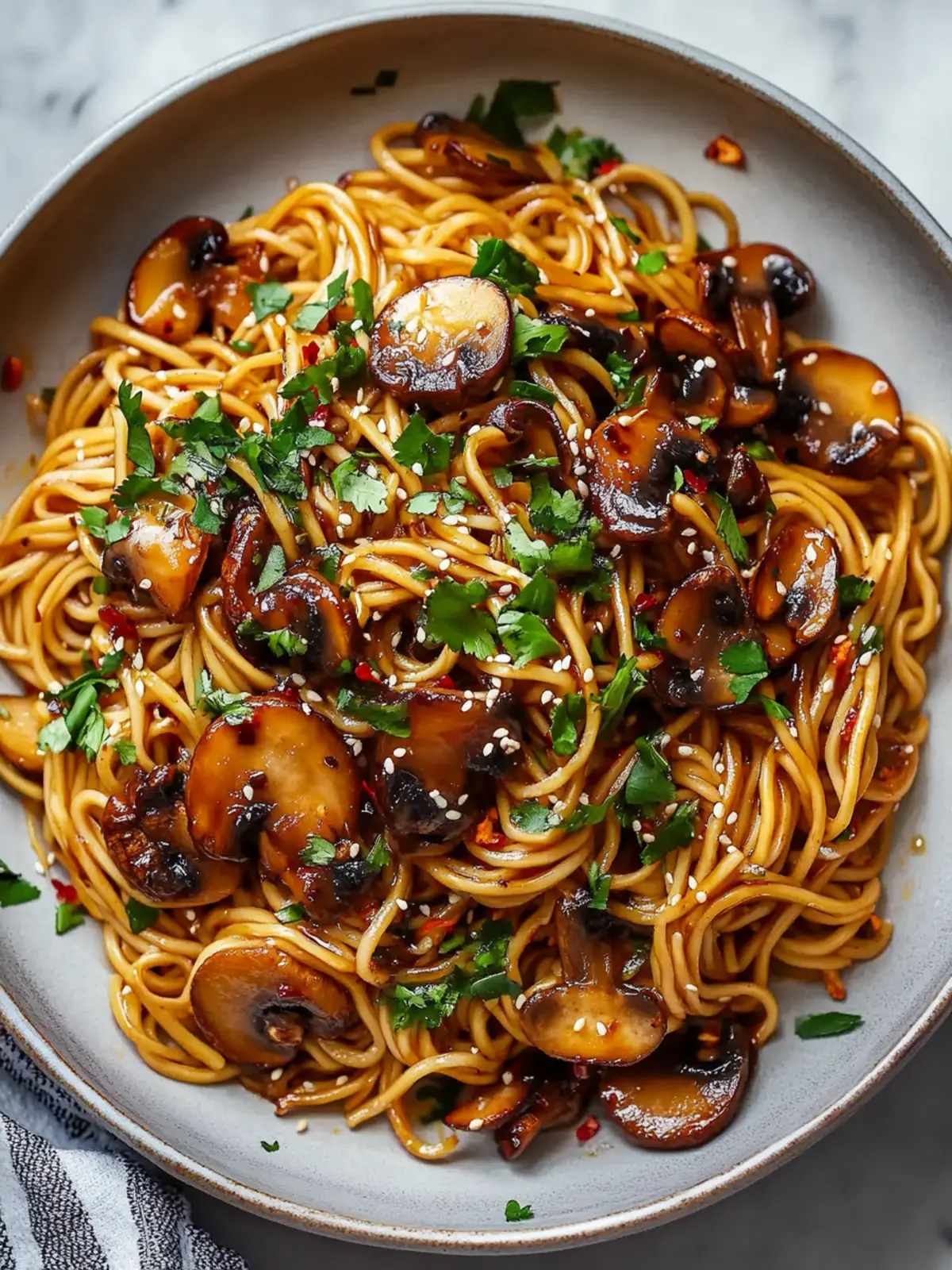 Crispy Chili Oil Noodles with Soy-Glazed Mushrooms Bliss 3 Crispy Chili Oil Noodles with Soy-Glazed Mushrooms