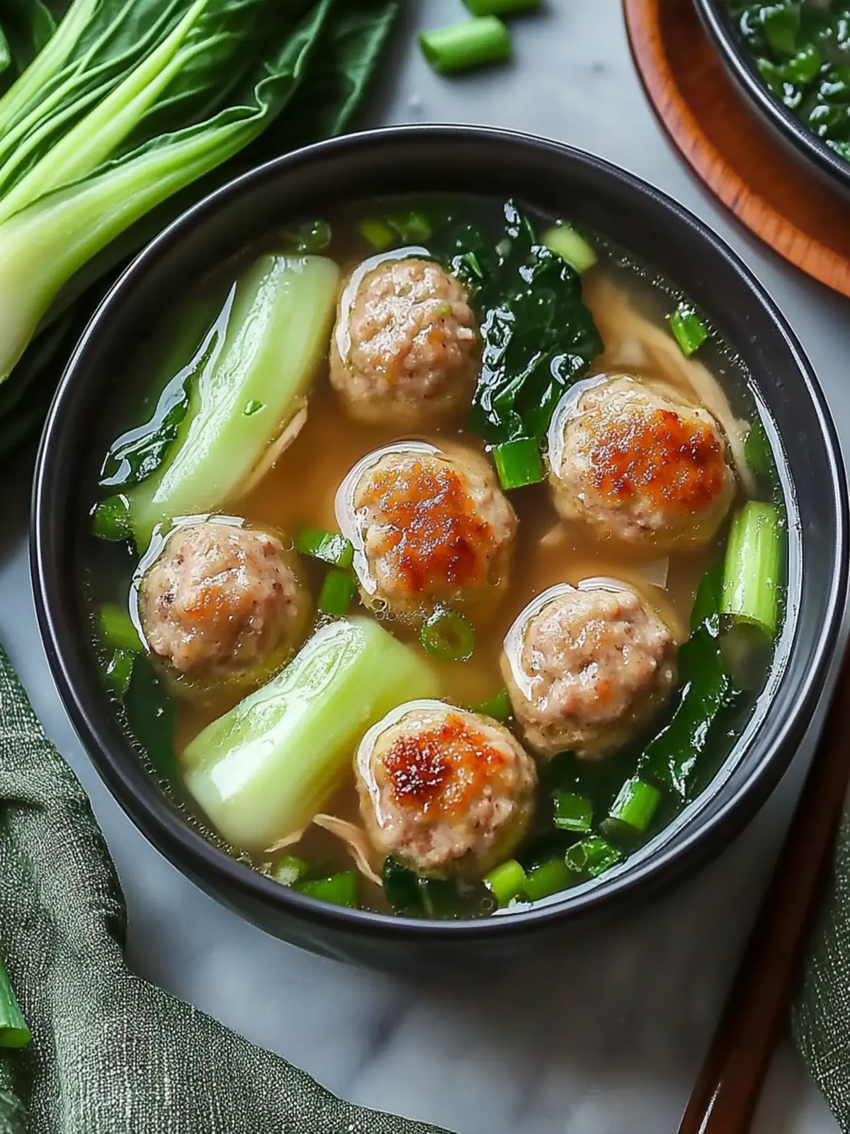 Delicious Ginger Chicken Meatball Soup with Baby Bok Choy 4 Ginger Chicken Meatball Soup with Baby Bok Choy