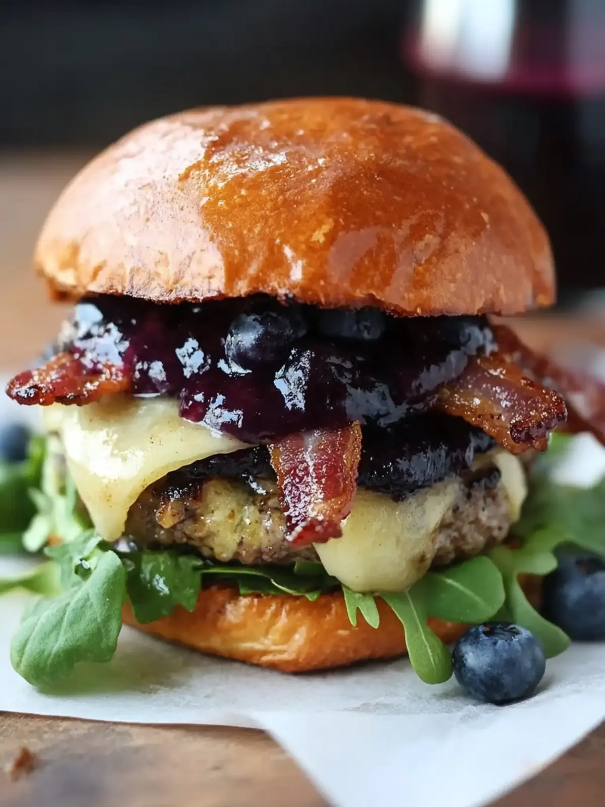 Savor the Flavor: Blueberry Bacon Brie Burger Delight 3 Blueberry Bacon Brie Burger