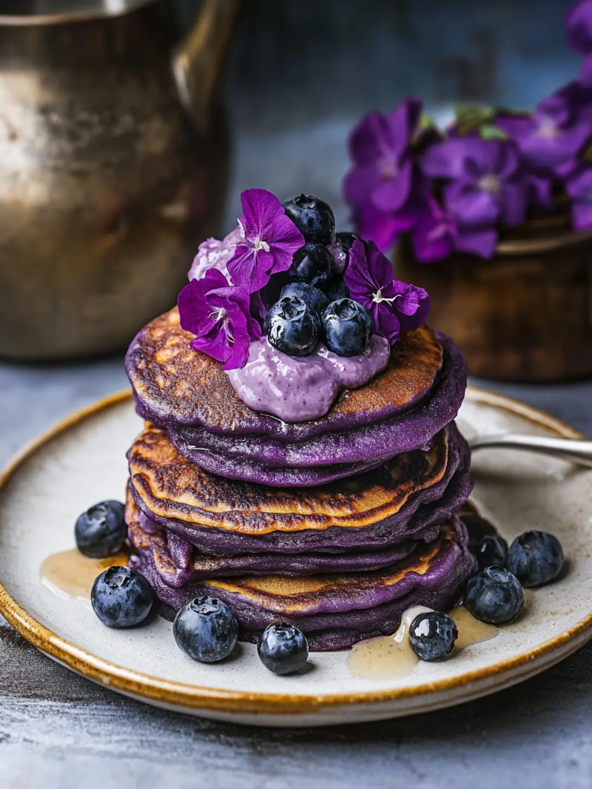 Fluffy Vegan Ube Pancakes for a Vibrant Breakfast Bliss 4 Ube Pancakes