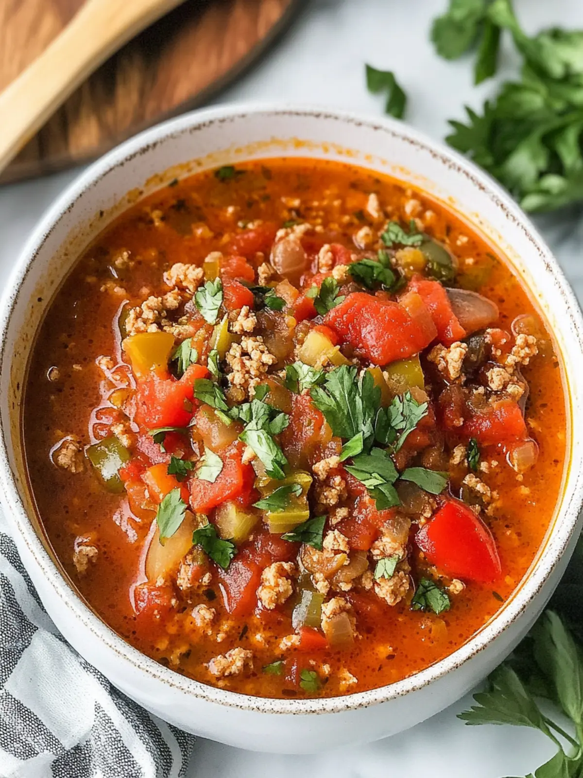 Delicious Stuffed Pepper Soup with Ground Turkey Recipe 5 Stuffed Pepper Soup With Ground Turkey