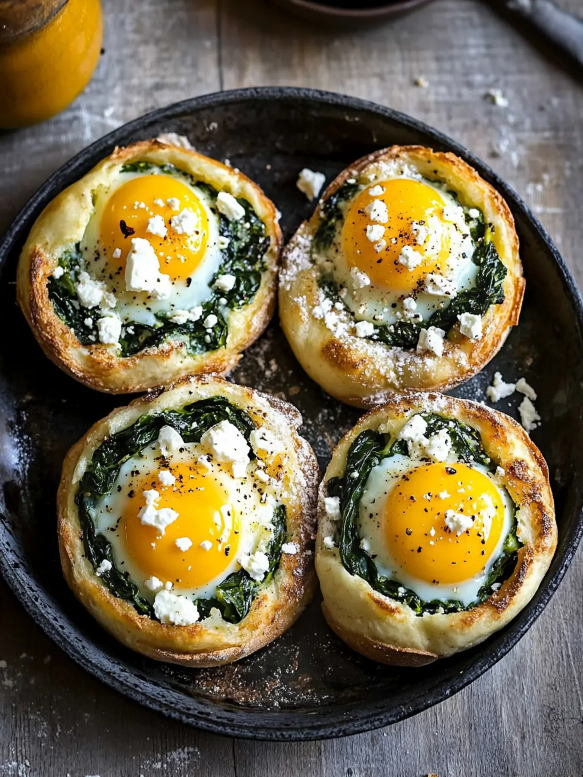 Savory Baked Egg Buns with Spinach and Feta for Brunch Bliss 3 Baked Egg Buns with Spinach and Feta