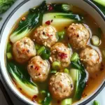 Delicious Ginger Chicken Meatball Soup with Baby Bok Choy 7 Ginger Chicken Meatball Soup with Baby Bok Choy