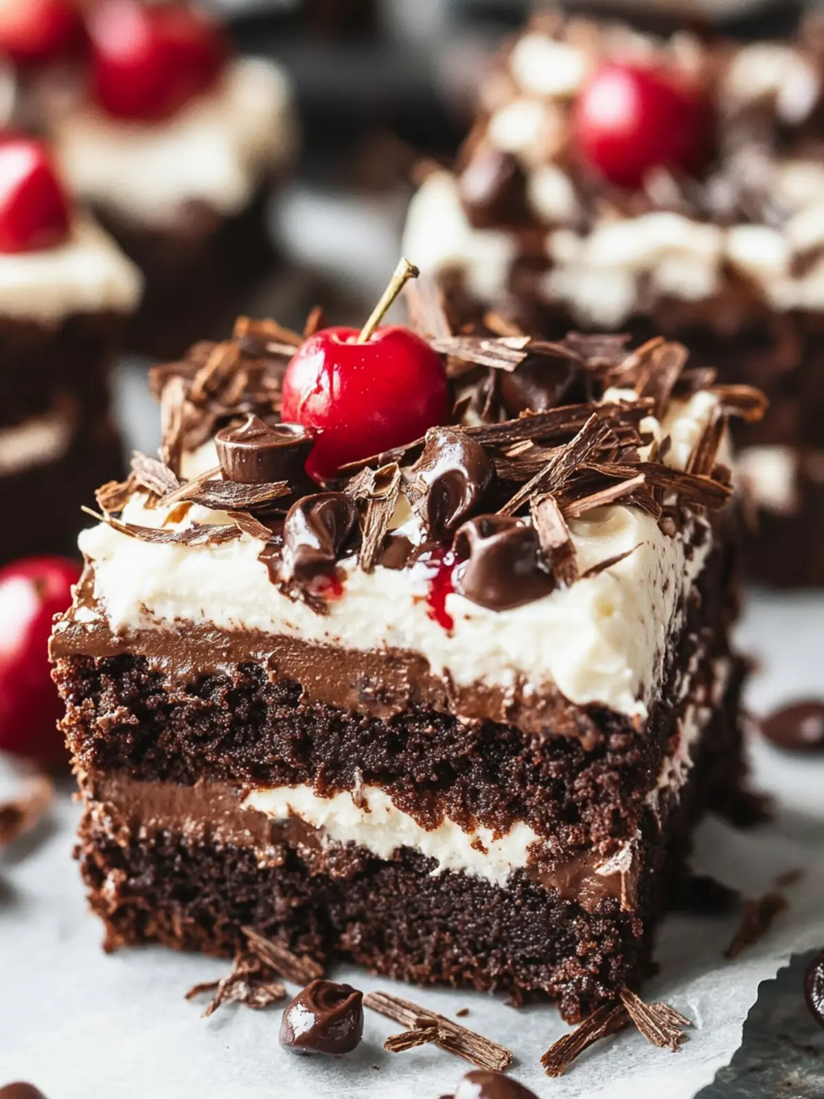 Irresistible Black Forest Brownies with Cherries to Share 3 Black Forest Brownies