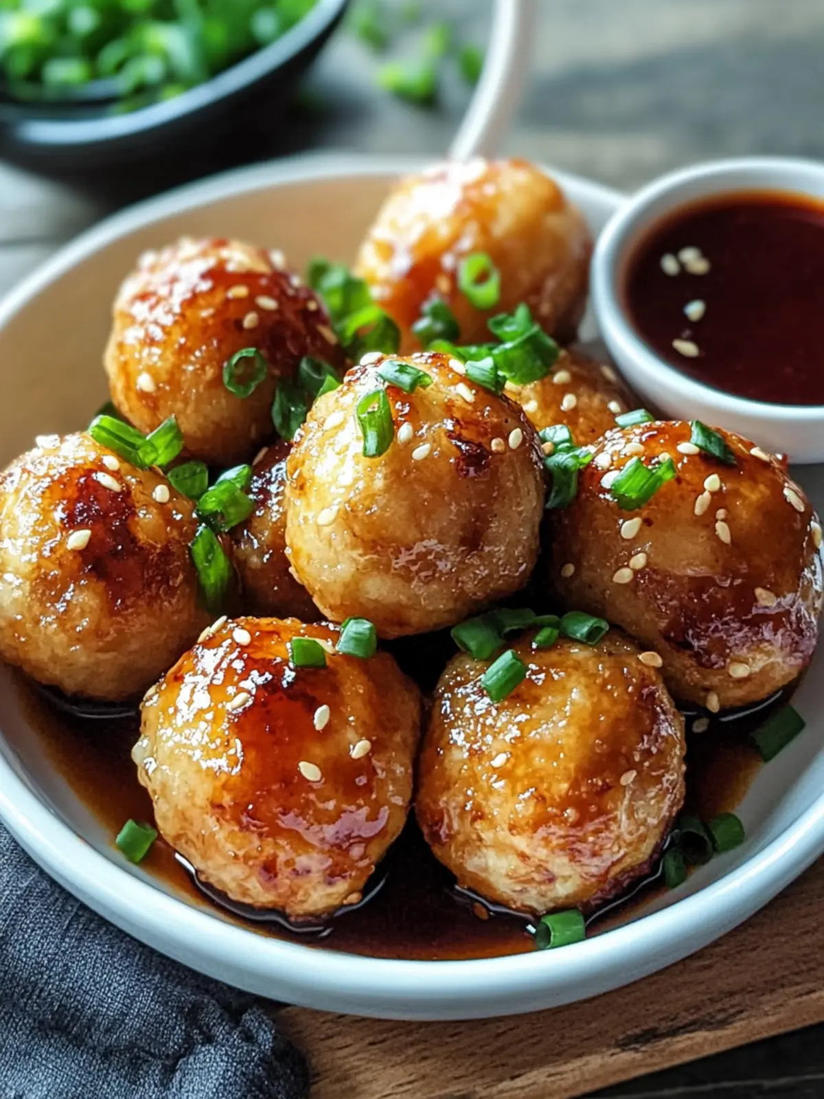 Savory Chinese Chicken Balls with Tangy Sweet and Sour Sauce 4 Chinese Chicken Balls with Sweet and Sour Sauce