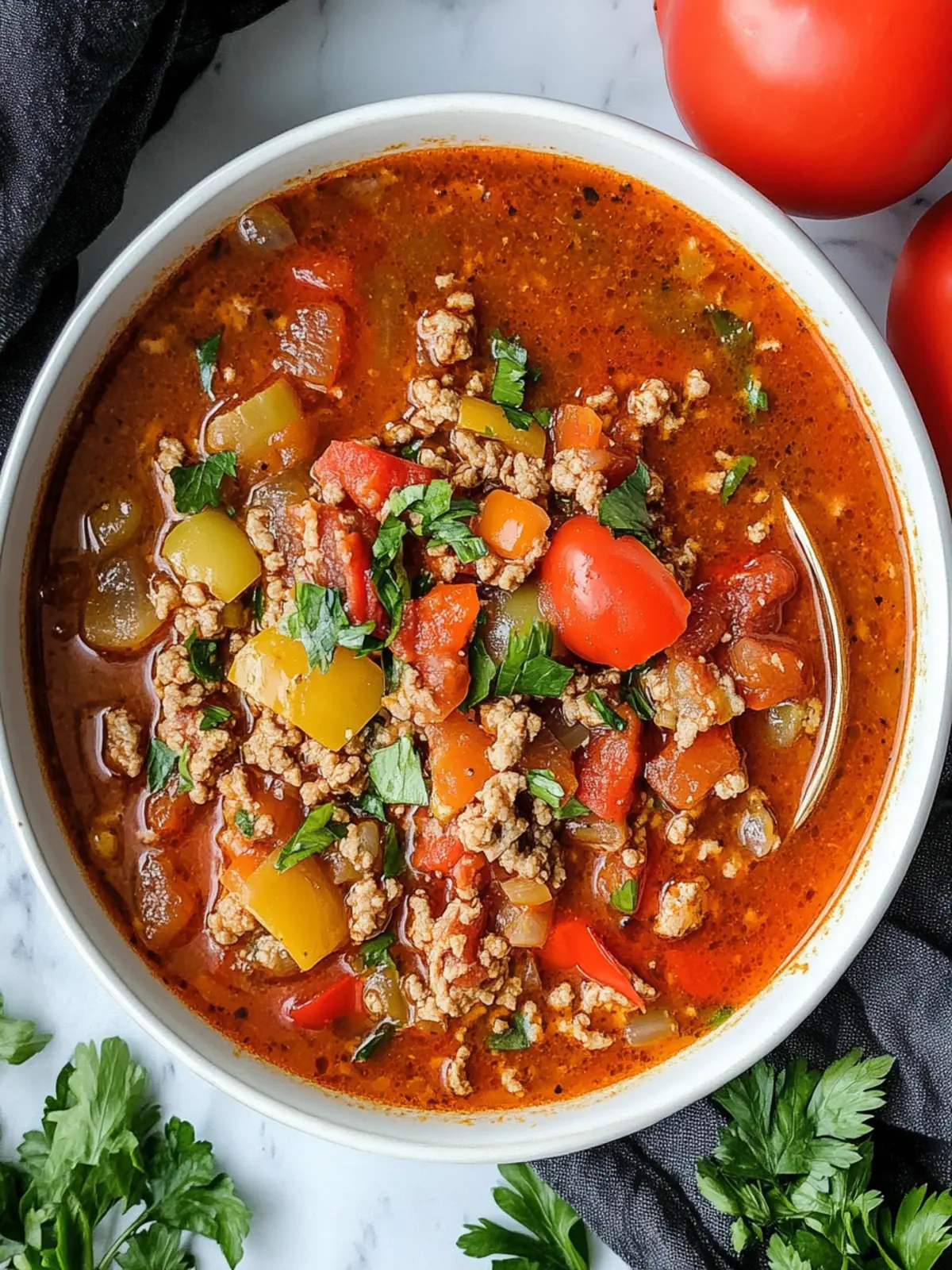Delicious Stuffed Pepper Soup with Ground Turkey Recipe 3 Stuffed Pepper Soup With Ground Turkey