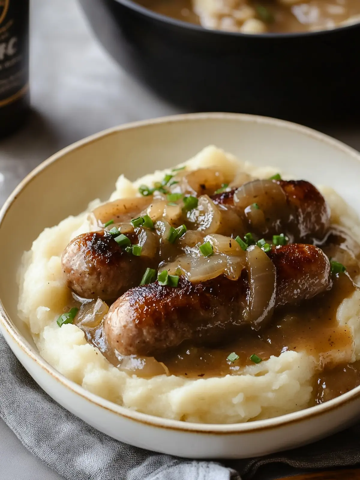 Delicious Irish Bangers and Mash with Guinness Onion Gravy Recipe 3 Irish Bangers and Mash with Guinness Onion Gravy
