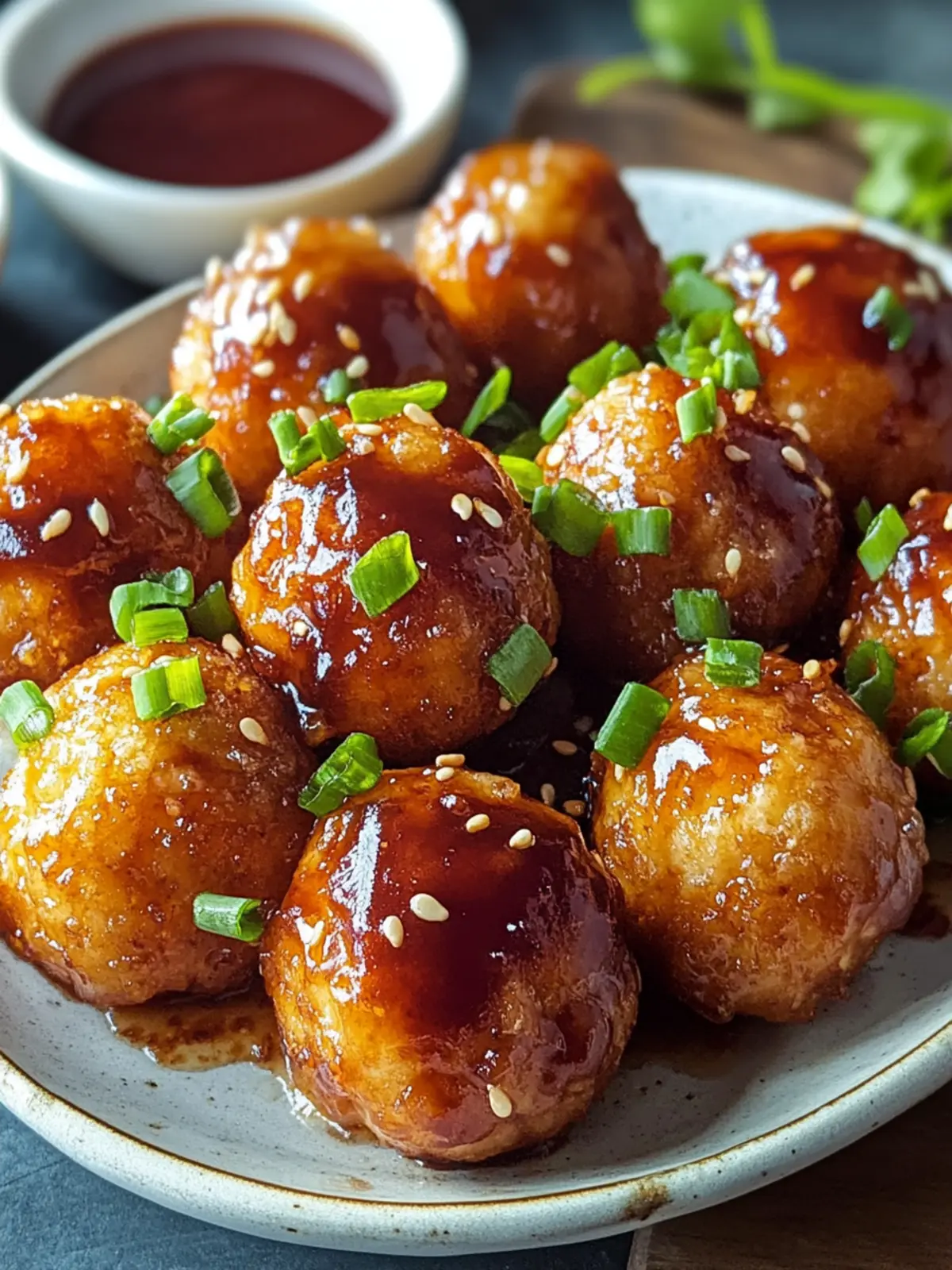 Savory Chinese Chicken Balls with Tangy Sweet and Sour Sauce 3 Chinese Chicken Balls with Sweet and Sour Sauce