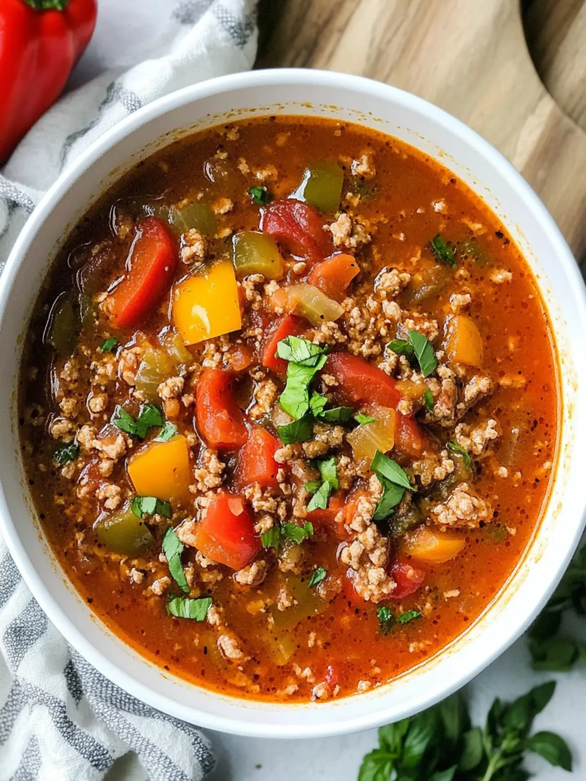 Delicious Stuffed Pepper Soup with Ground Turkey Recipe 2 Stuffed Pepper Soup With Ground Turkey