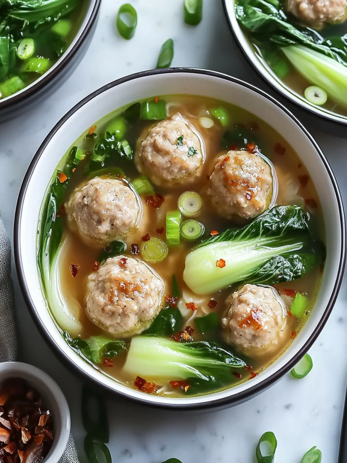 Delicious Ginger Chicken Meatball Soup with Baby Bok Choy 2 Ginger Chicken Meatball Soup with Baby Bok Choy